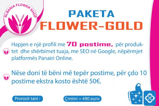 Abonimi Me Paketën FLOWER-GOLD për 365 ditë në platformën ALBANIA FLOWER SHOP  